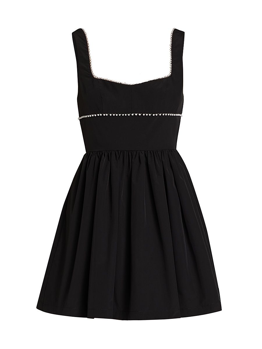 Women's Basilia Faux Pearl Minidress - Black - Size Large