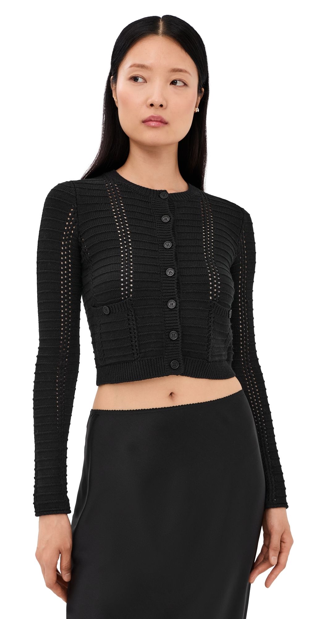 Sablyn Charlotte Slim Crewneck Cardigan Black M