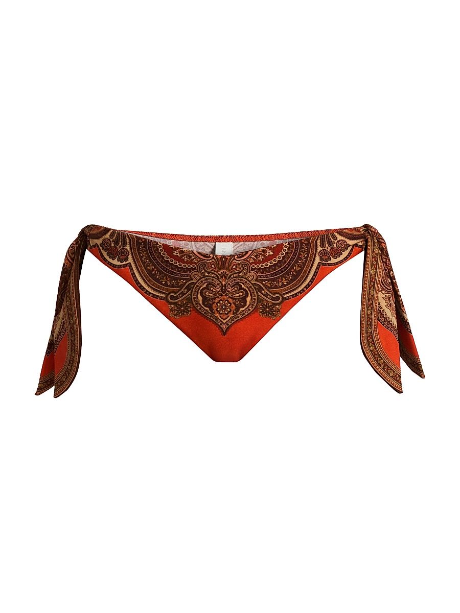 Women's Mahon Scarf Tie Bikini Bottom - Tangerine Paisley - Size 8