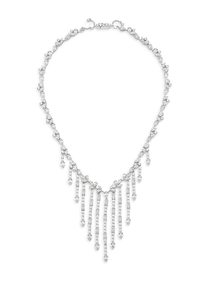 Women's Versailles Sterling Silver & Cubic Zirconia Fringe Necklace - Silver