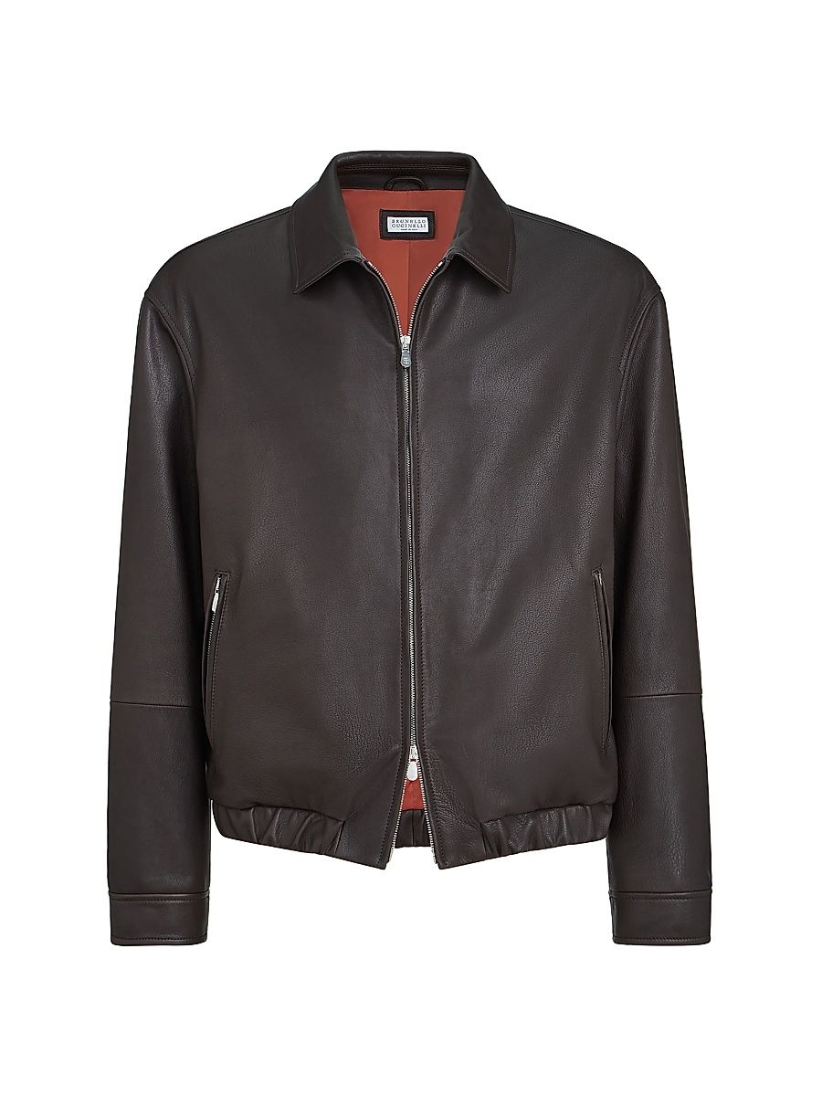 Men's Nappa Leather Outerwear Jacket - Chocolate - Size XXXL