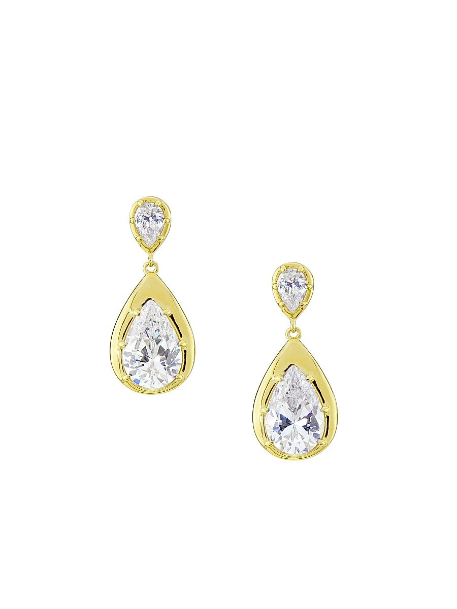 Women's Sunny Cubic Zirconia Teardrop Earrings - Gold