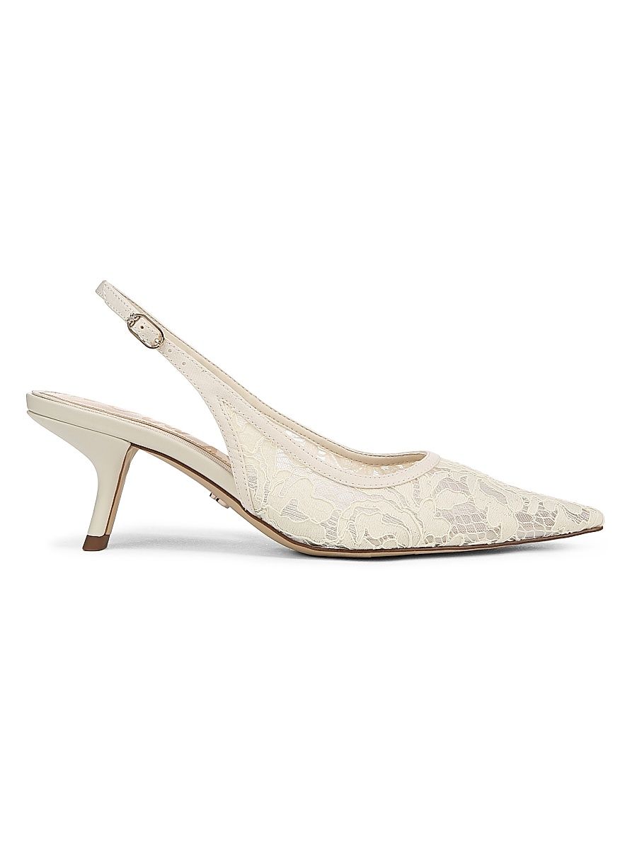 Women's Bianka 65MM Mesh Slingback Pumps - Ivory - Size 8