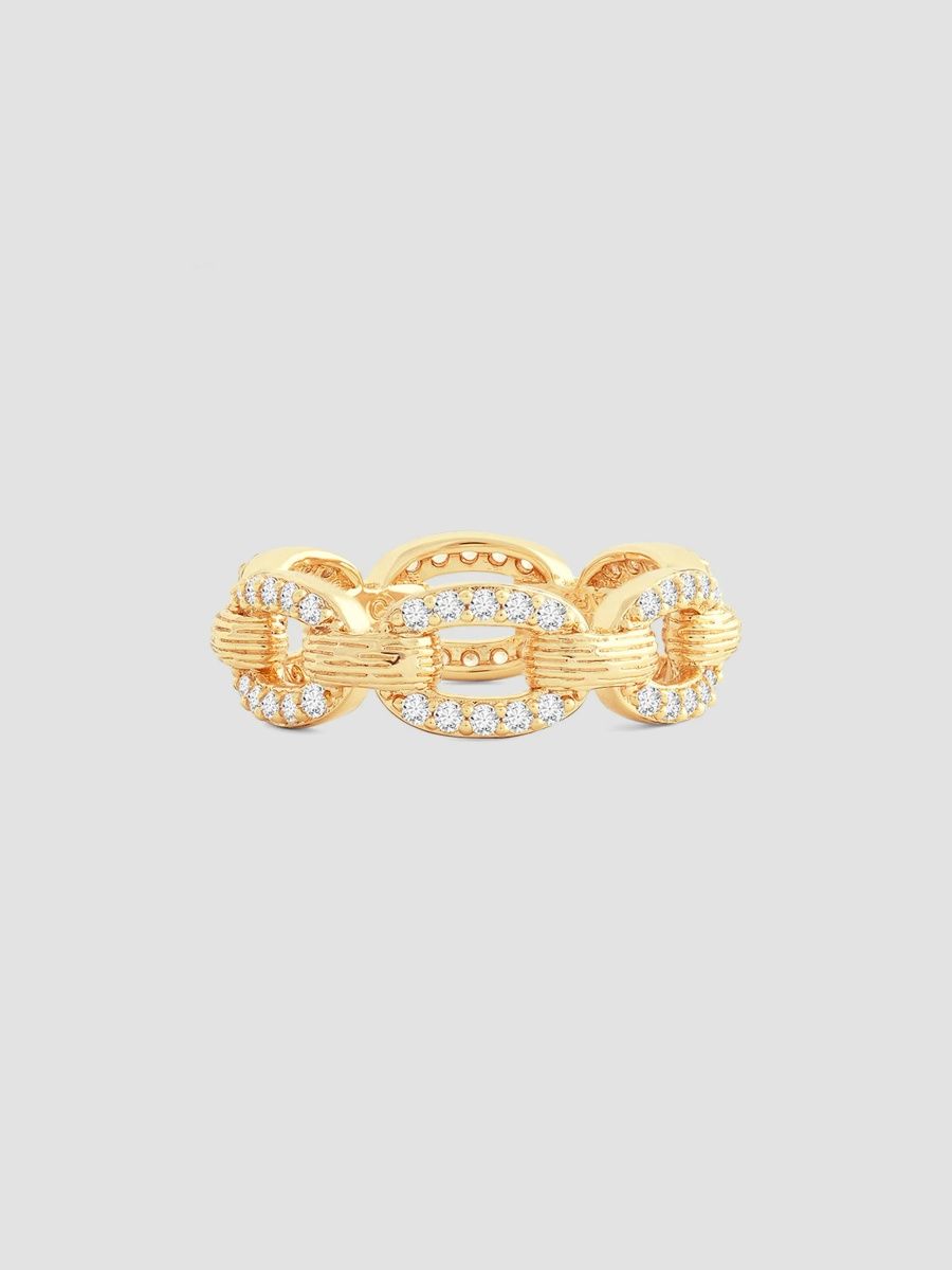 Anabel Aram Women's Enchanted Forest 18K-Gold-Plated & Cubic Zirconia Chain Ring - Gold - Size 5