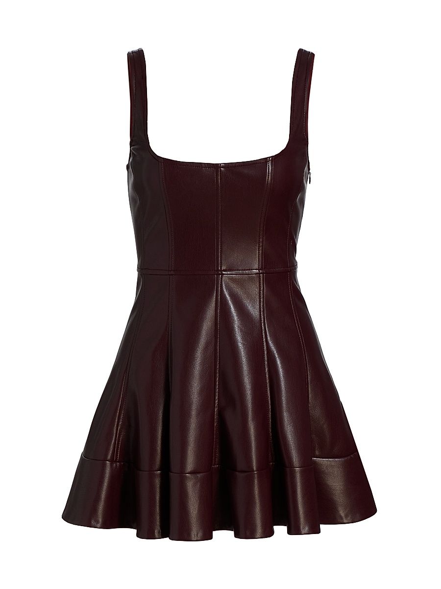 Women's Fauber Faux-Leather Minidress - Oxblood - Size 10