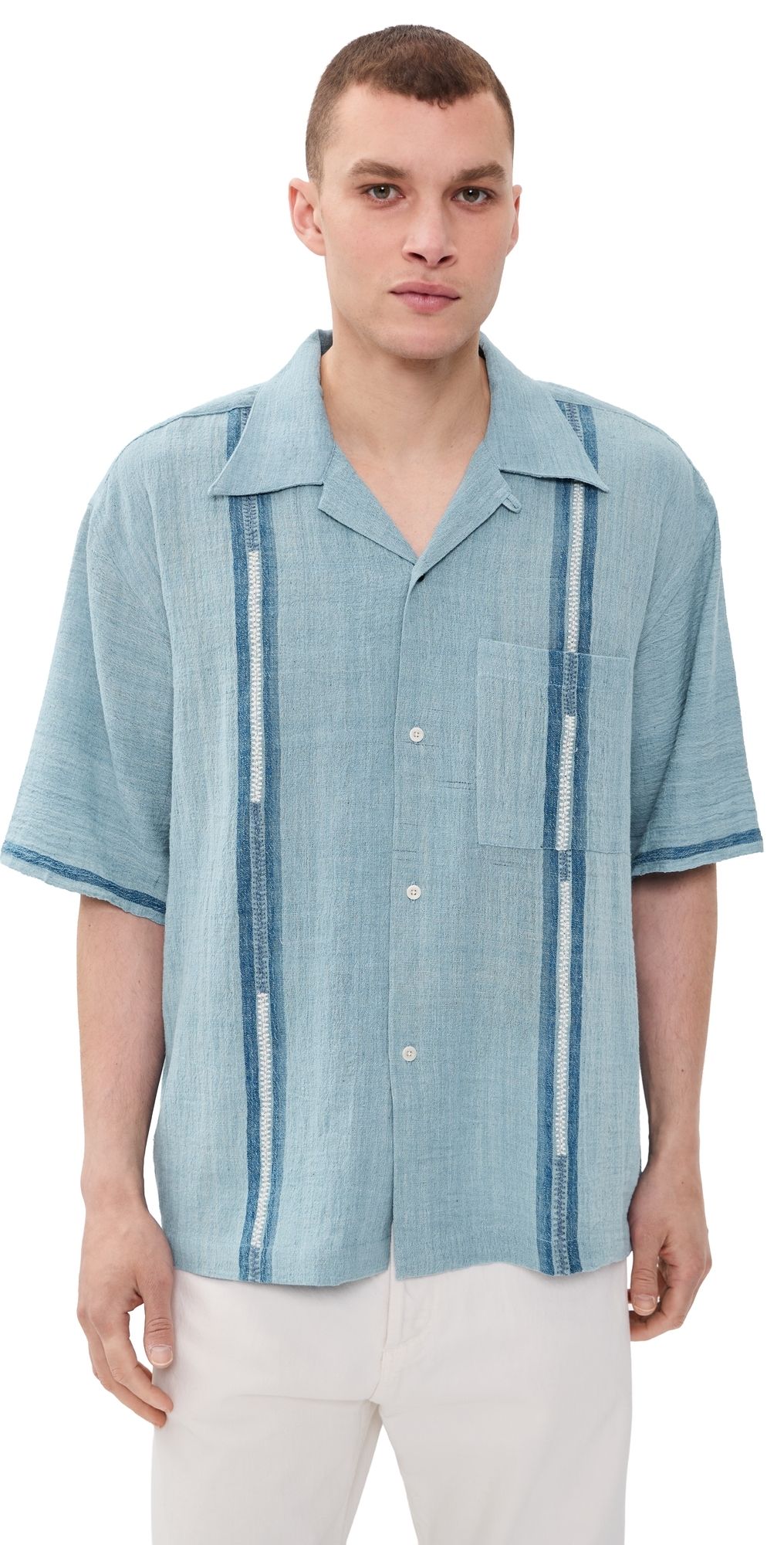 Kardo Rohit Hand Embroidered Shirt Blue XL