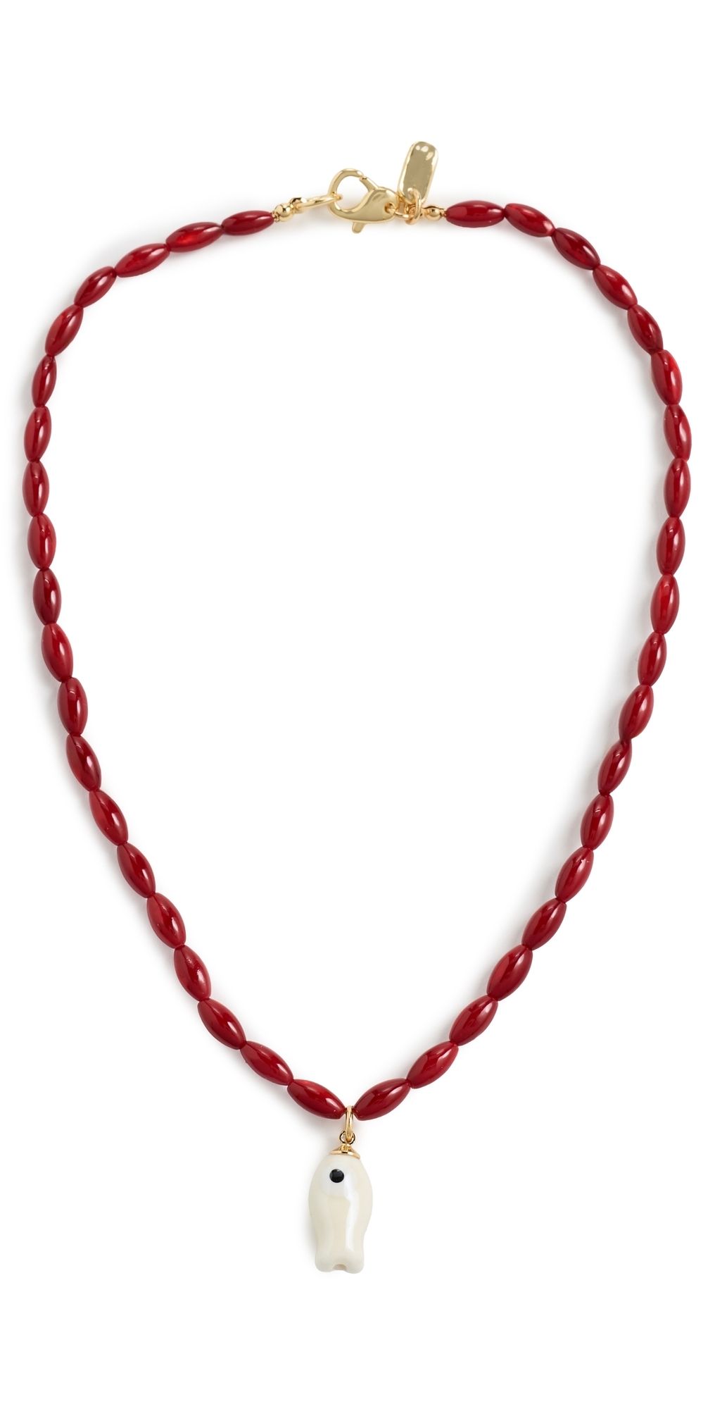 Logan Tay Red Beaded Fish Necklace Red One Size