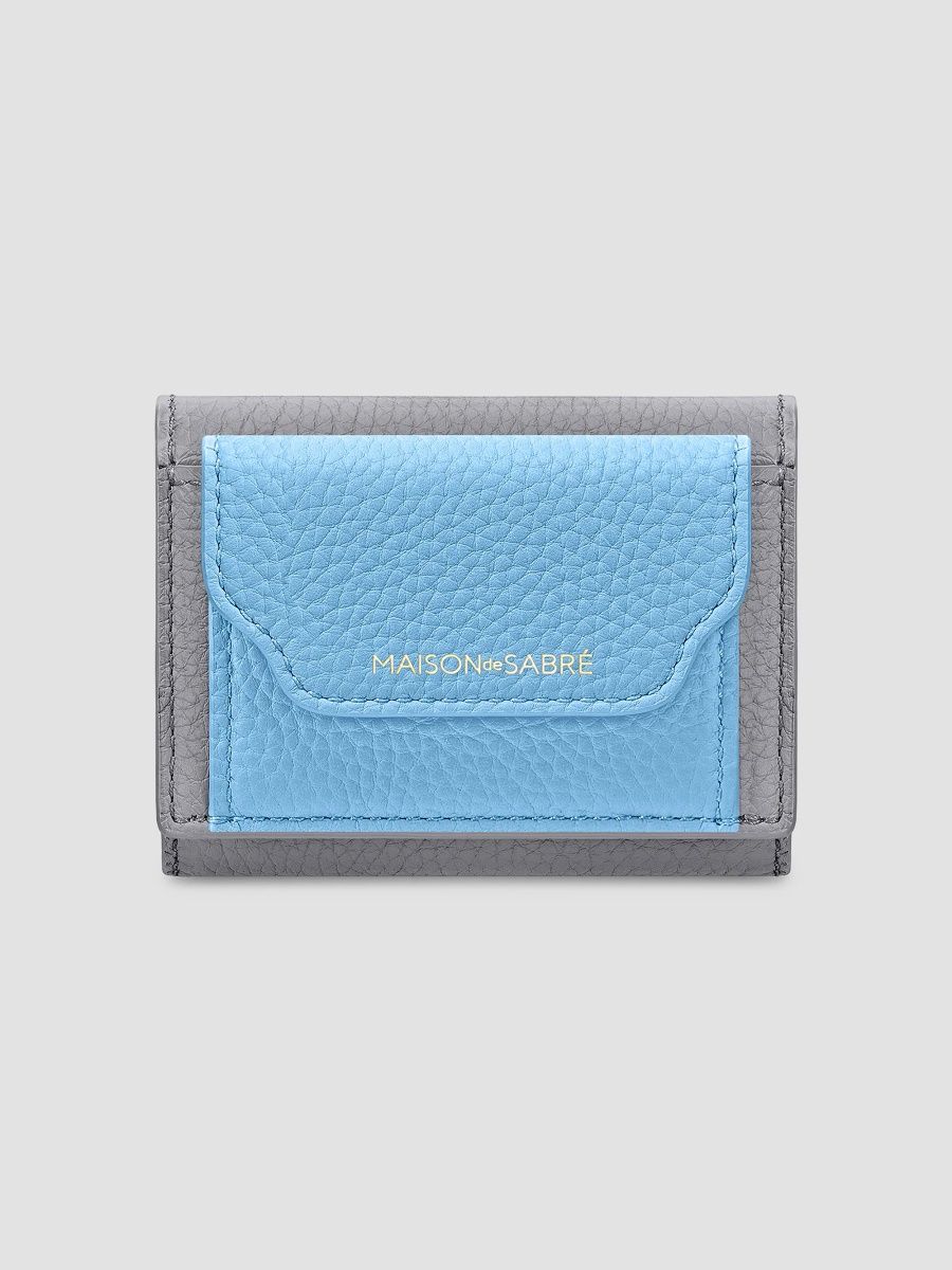 Maison de Sabre Women's Leather Compact Trifold Wallet - Dove Sky