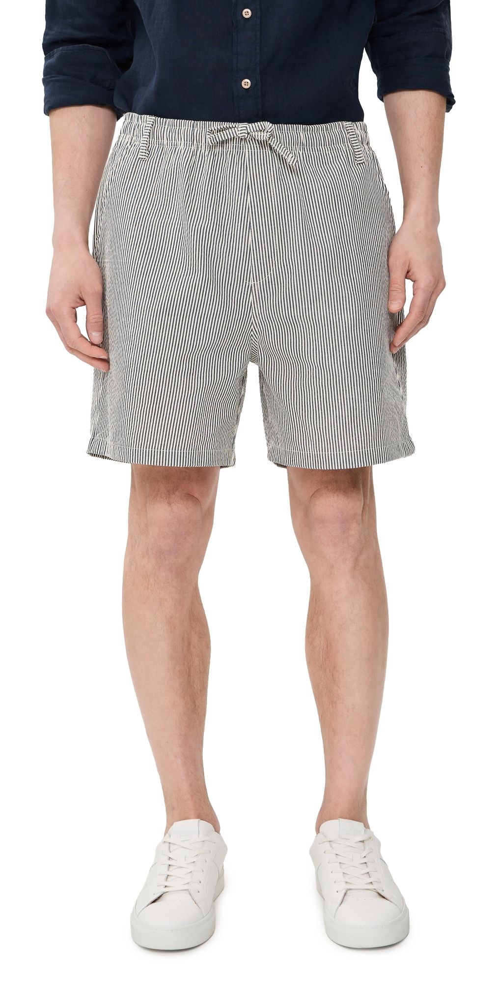 Bather Navy Pinstripe Leisure Shorts 5 Navy S