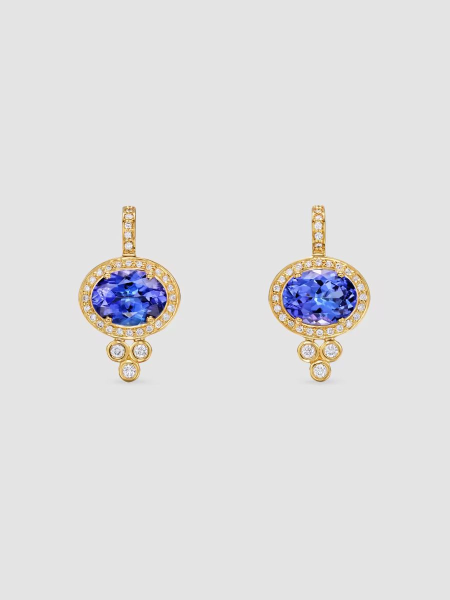 Temple St. Clair Women's Classics 18K Yellow Gold, Tanzanite & 0.33 TCW Diamond Halo Pyramid Drop Earrings - Yellow Gold