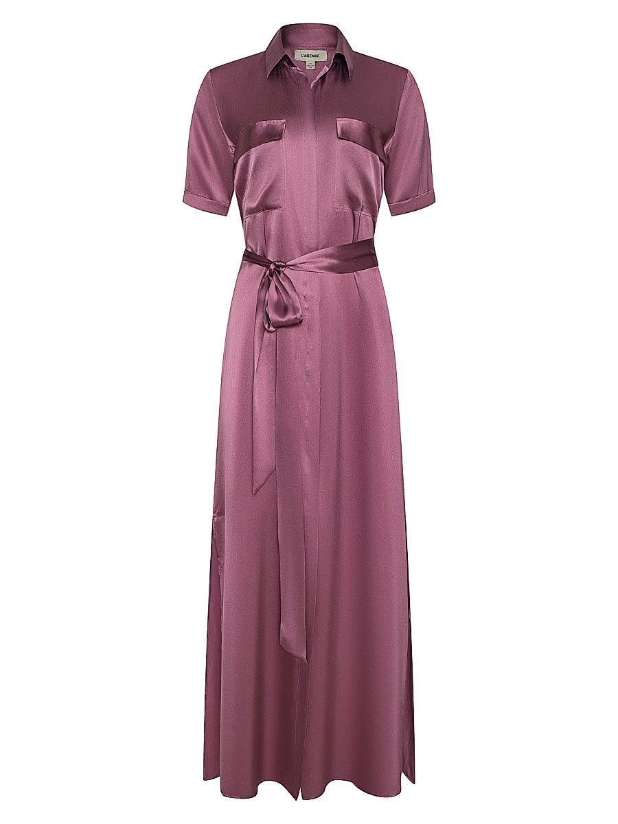 Women's Klement Satin Maxi Shirtdress - Dusky Orchid - Size XL