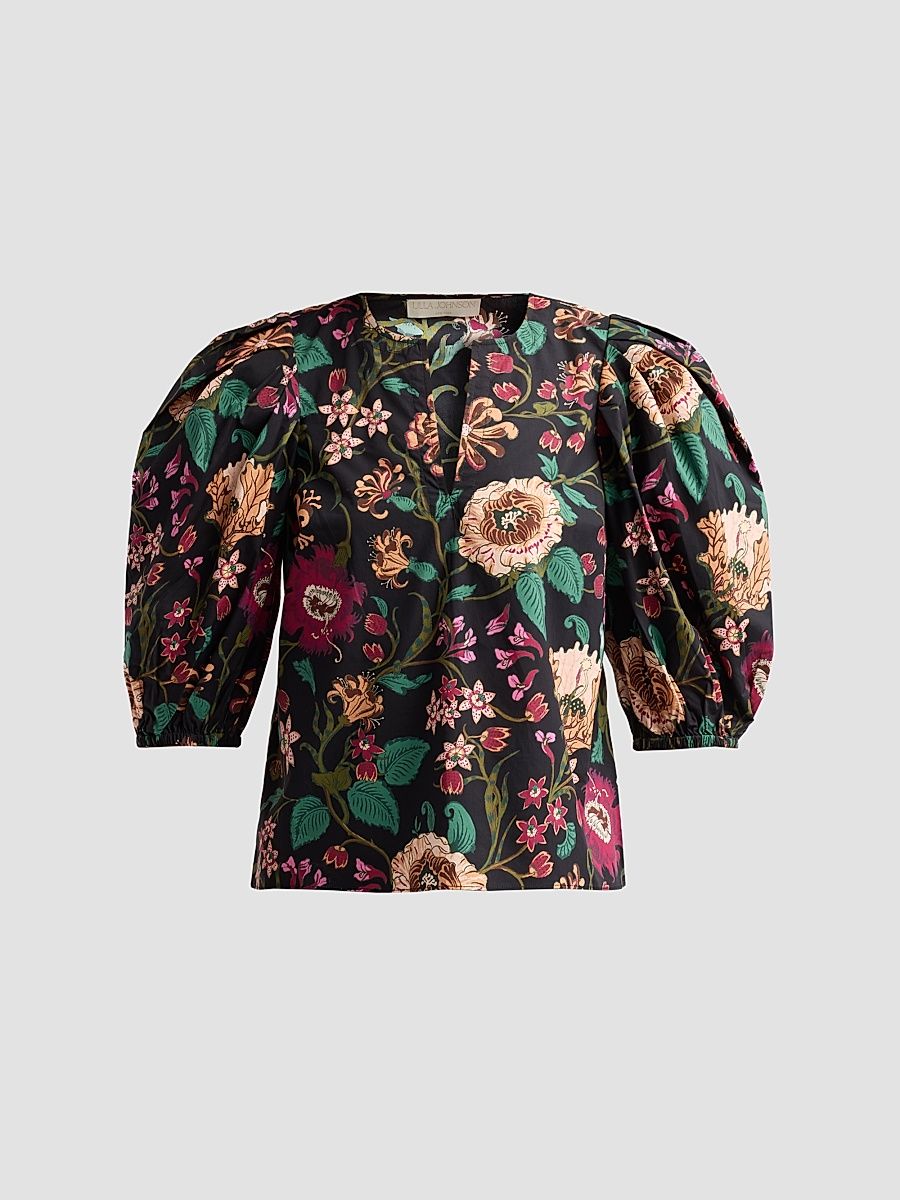 Women's Florielle Floral Print Cotton Top - Dahlia - Size 16