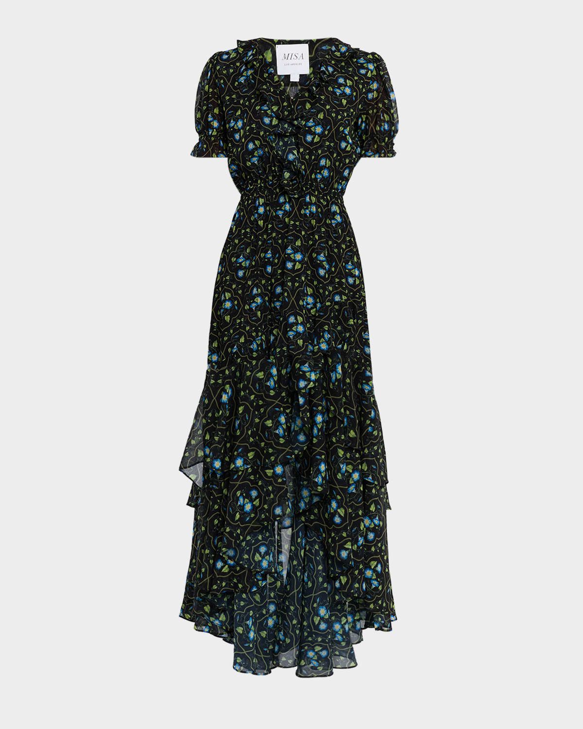 Jodie Morning Glory Lattice High-Low Maxi Dress