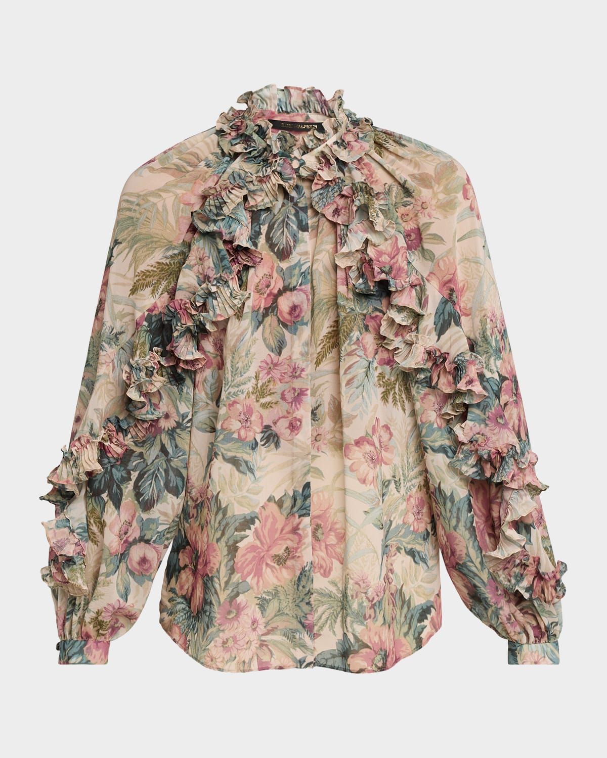 Esme Floral-Print Ruffle Blouse
