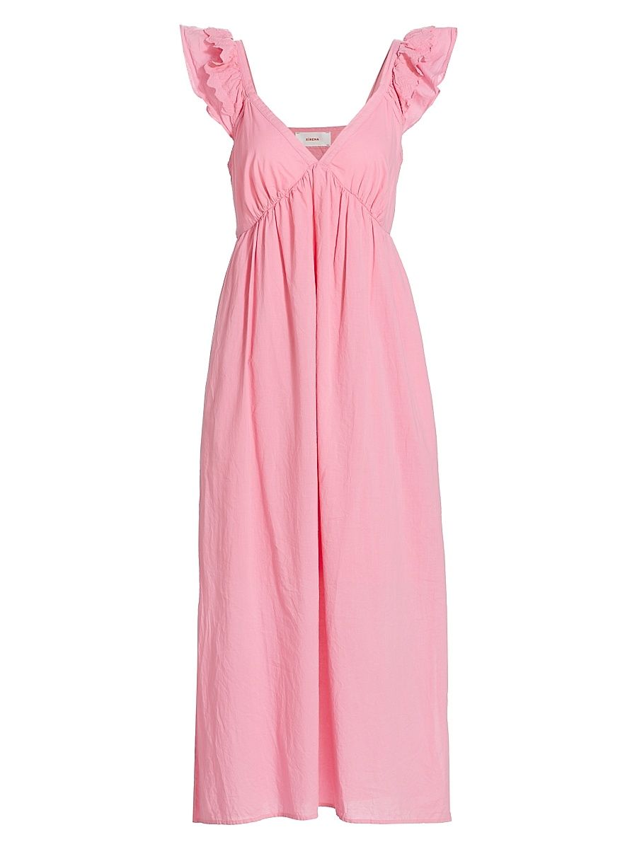 Women's Leia Flutter-Sleeve Maxi Dress - Rose Mallow - Size Medium