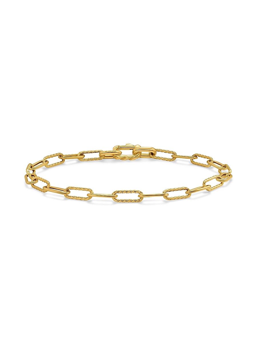 Men's DY Madison Chain Bracelet in 18K Yellow Gold, 4MM - Gold - Size Medium