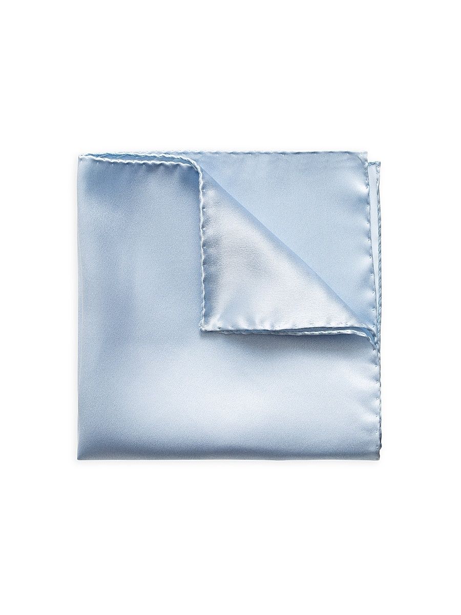 Men's Silk Charmeuse Pocket Square - Blue