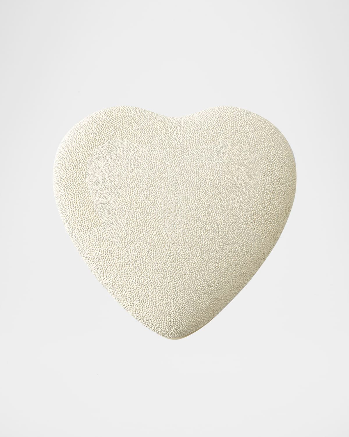 Faux Shagreen Heart Jewelry Box, Cream