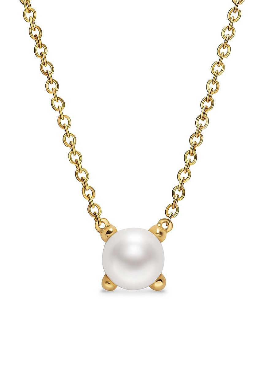 Women's Micro Chatelaine Pendant Necklace in 18K Yellow Gold - Garnet - Size 17