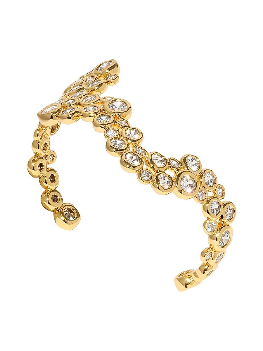 Women's Asterales 14K-Gold-Plated & Cubic Zirconia Wave Cuff Bracelet - Gold