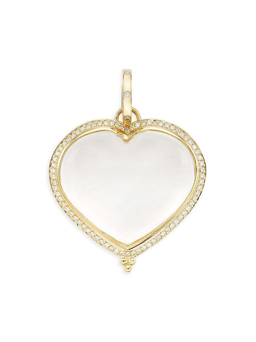 Women's Florence86 18K Yellow Gold, Rock Crystal & Diamond Heart Pendant