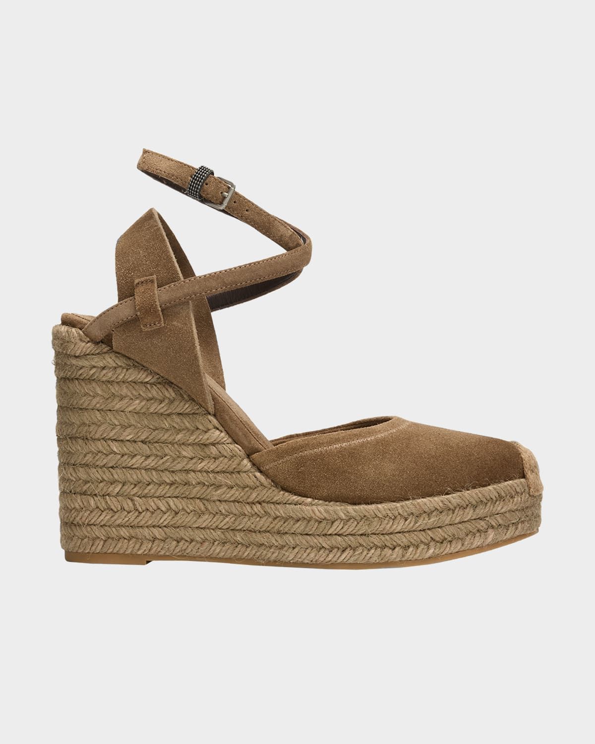 80mm Monili Suede Espadrille Wedge Sandals