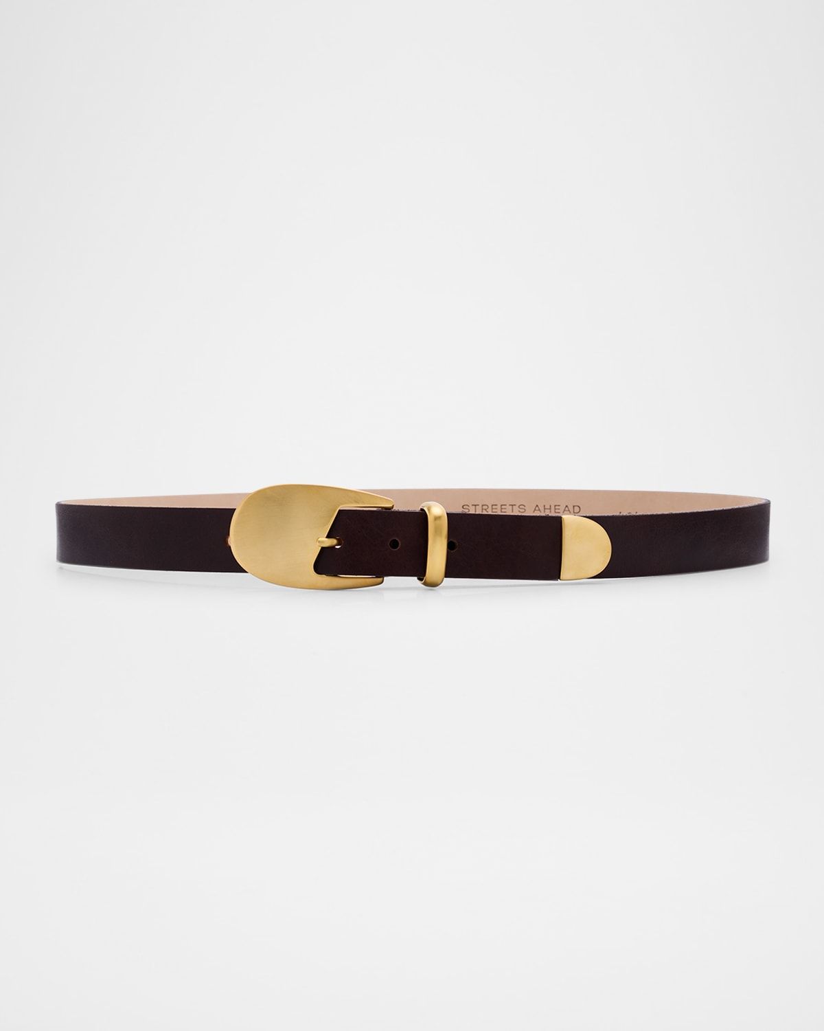 Gold-Tone Buckle Leather Belt