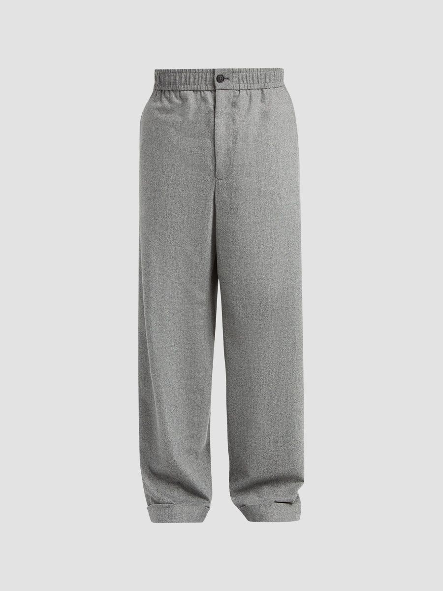 Giorgio Armani Men's Wool-Cashmere-Blend Cuffed Pants - Light Grey Melange - Size 44
