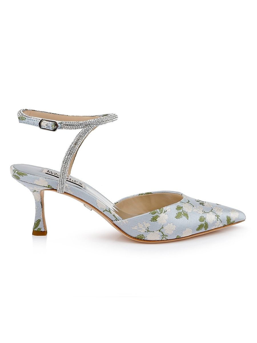 Women's Autumn 65MM Crystal-Embellished Jacquard Pumps - Mist Blue - Size 9.5