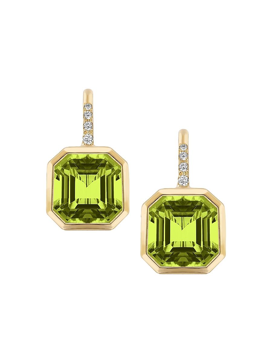 Women's Gossip 18K Yellow Gold, Peridot, & 0.08 TCW Diamond Drop Earrings - Peridot