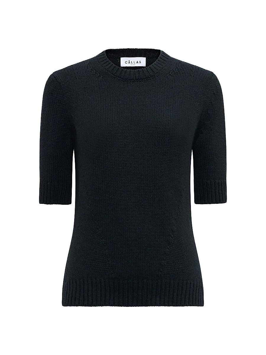 Women's Portia Crewneck Cashmere Sweater - Black - Size Large