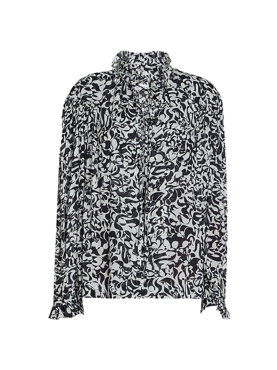 Women's Catya Abstract Shirt - Black - Size Large