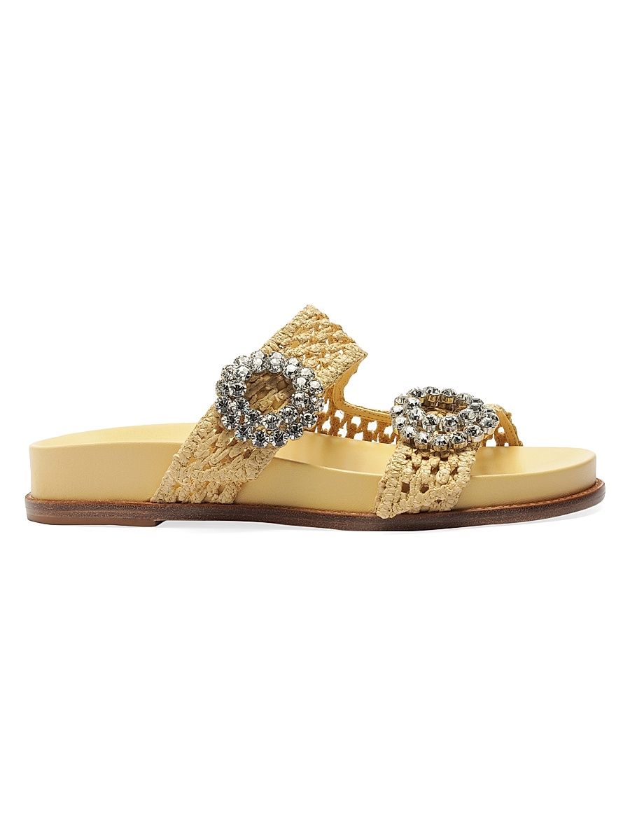 Women's Salma Crystal-Embellished Raffia Sandals - Natural - Size 7