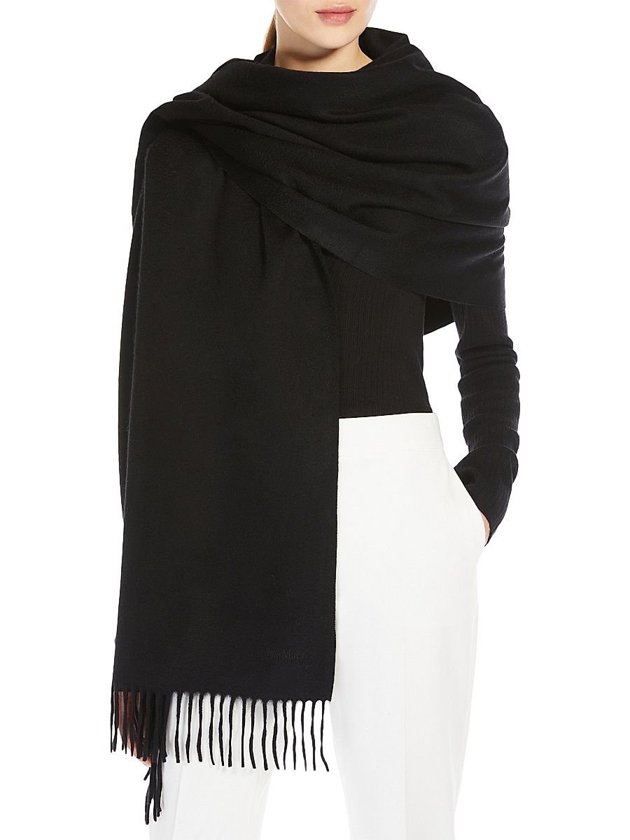 Women's Cashmere Logo Stole - Black