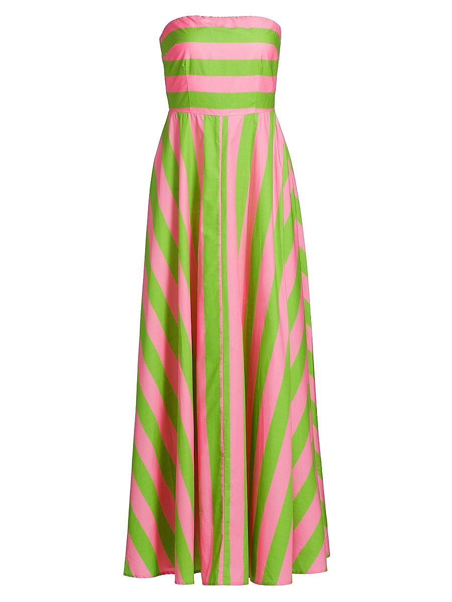 Women's Hazel Striped Strapless Maxi Dress - Seagrass Salmon Stripe - Size 4