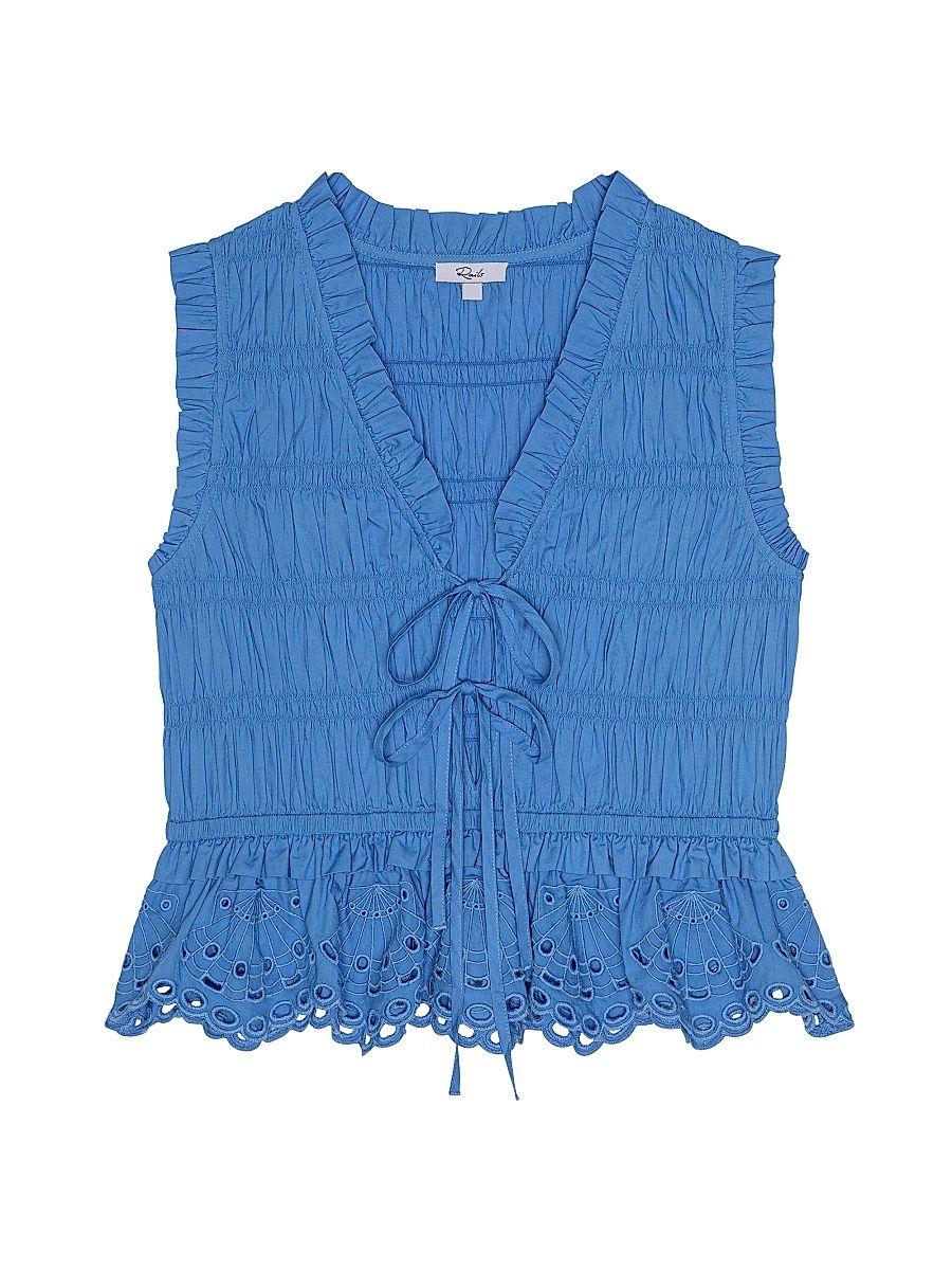 Women's Martine Ruffle Peplum Top - Harbor Blue - Size XL