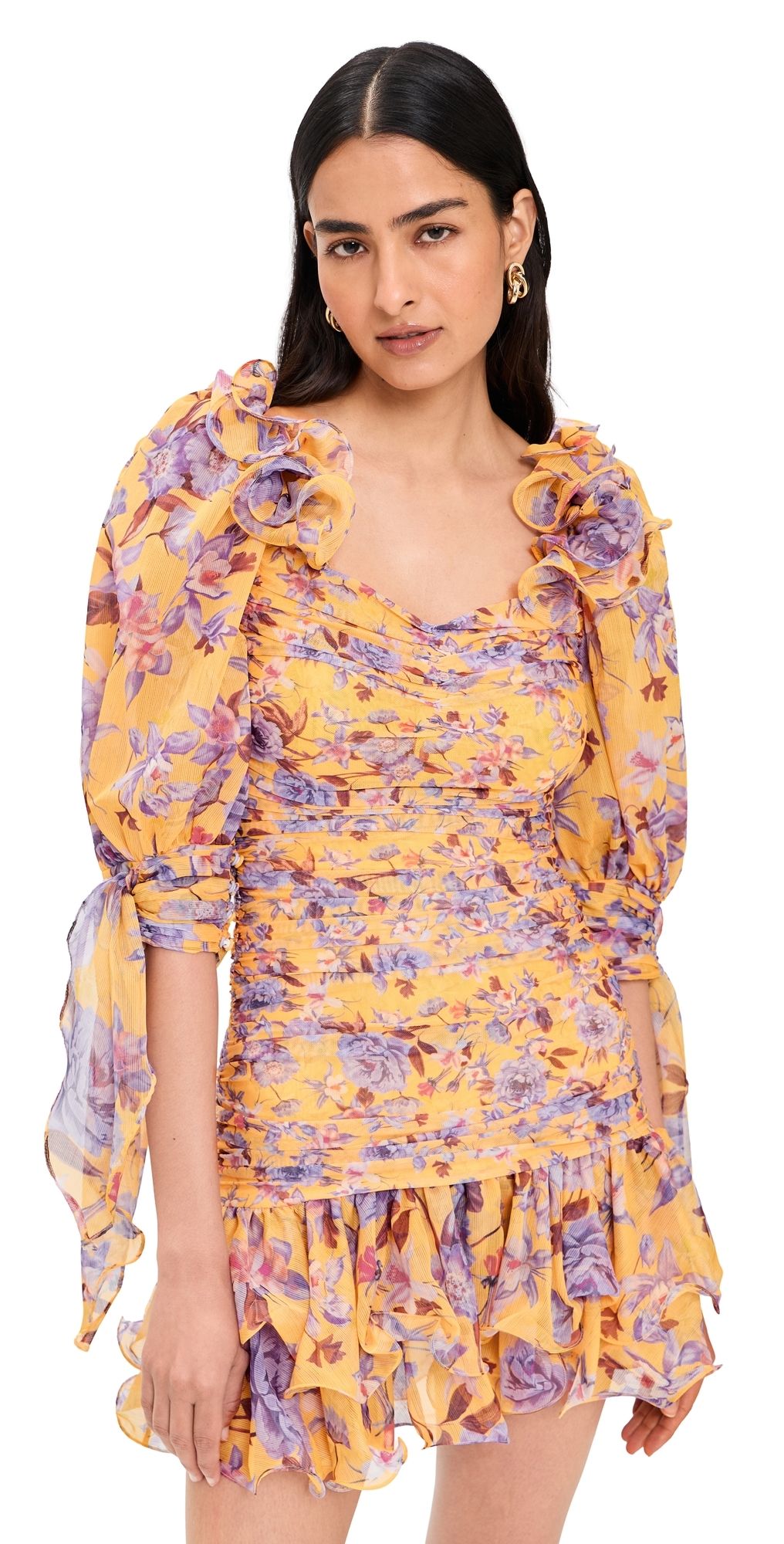 PatBO Peony Mini Dress Yellow 6