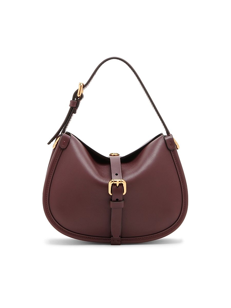 Women's Small Pony Leather Crossbody Bag - Vino
