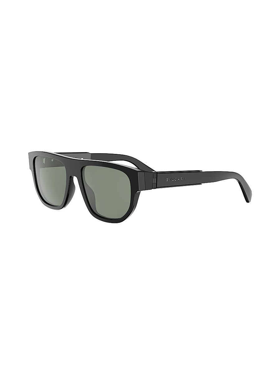Women's Bvlgari Aluminium 55MM Rectangular Sunglasses - Shiny Black Green