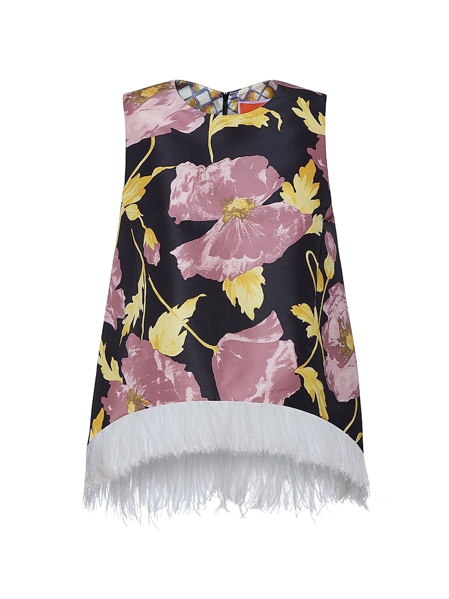 Women's La Scala Top with Feathers - Sylph Black - Size XS