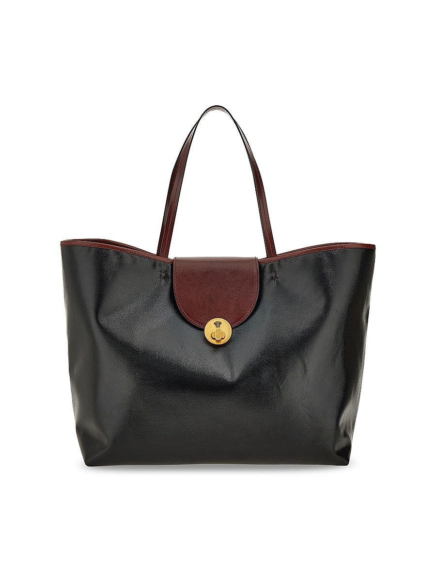Women's Vivian Large Coated Canvas Tote - Black Rosewood Gold