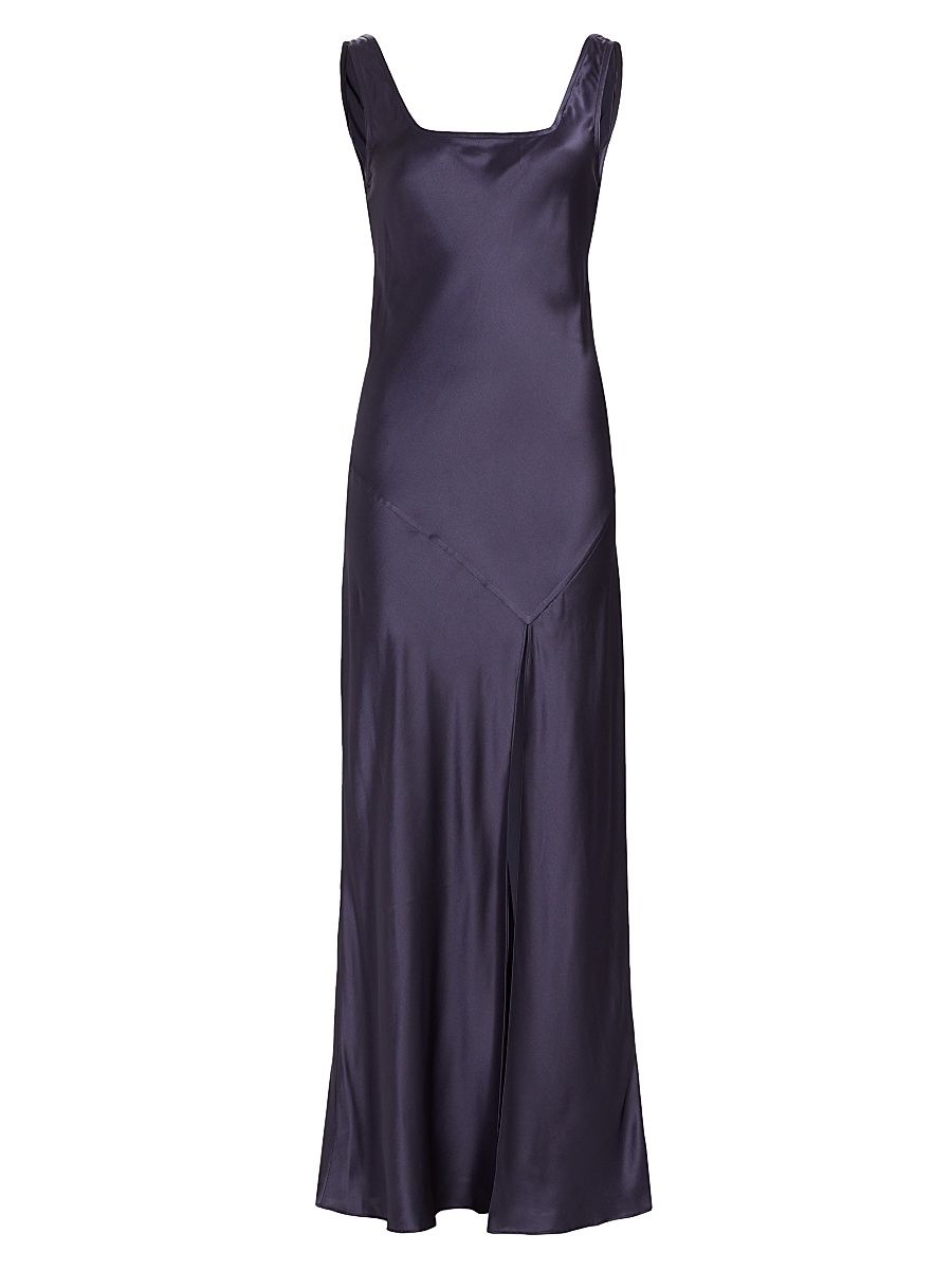 Women's Esme Silk Bias Maxi Dress - Navy - Size 6