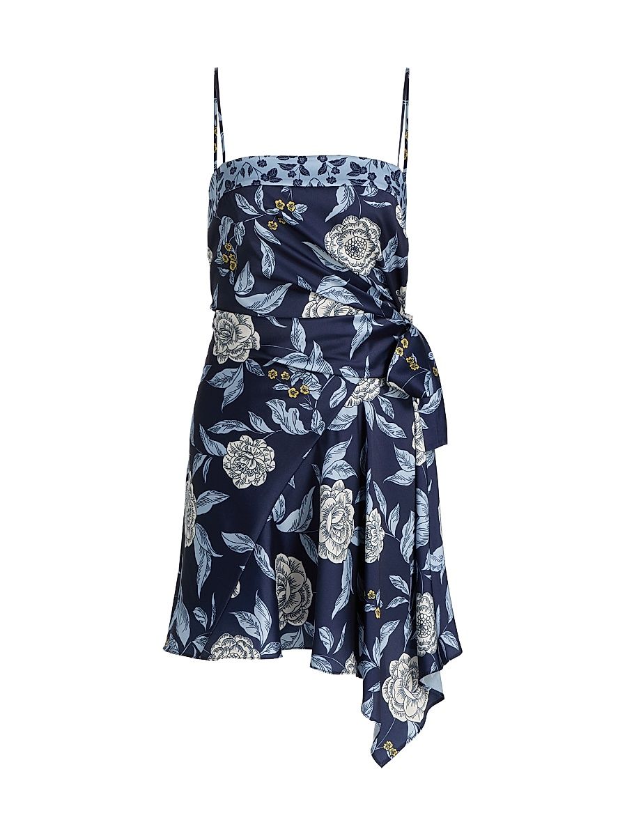 Women's Antona Floral Crepe Wrap-Waist Minidress - Maritime Blue Multi - Size 12