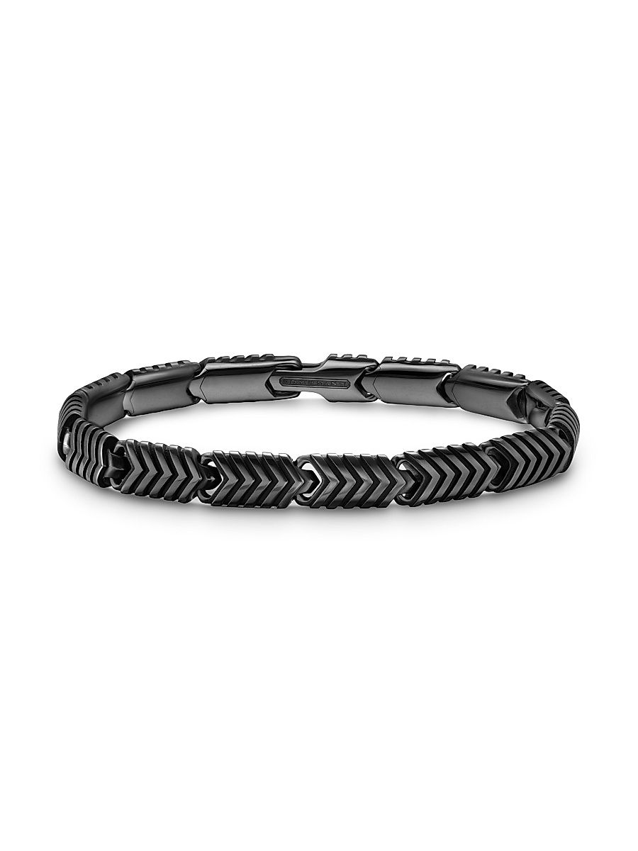 Men's Chevron Link Bracelet in Black Titanium, 7.6MM - Black - Size Medium