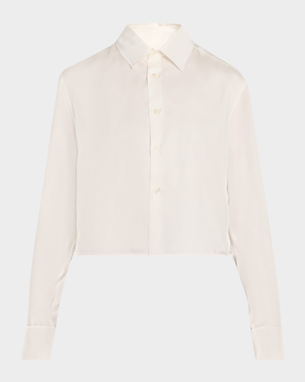 Silk Twill Crop Button-Down Shirt
