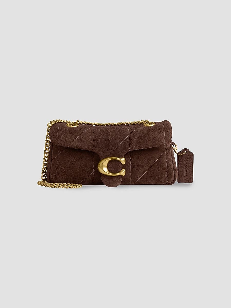 COACH Women's Tabby 20 Quilted Suede Shoulder Bag - Dark Chocolate