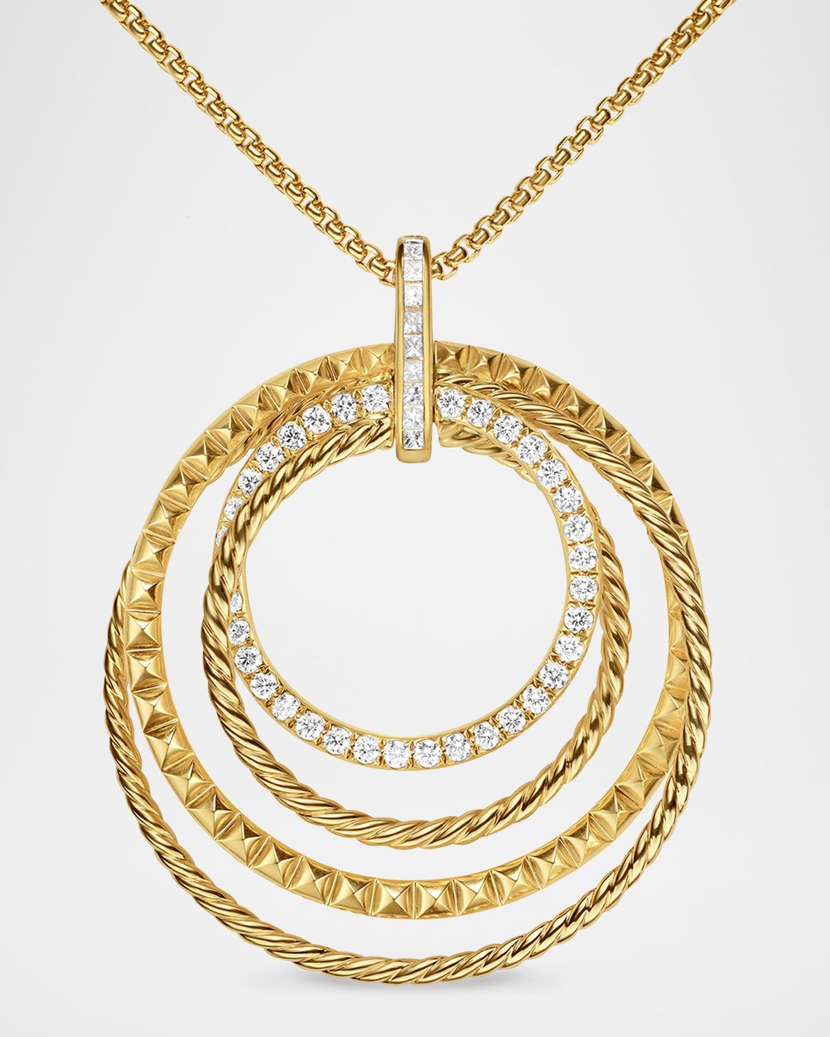 DY Crossover Trio Pendant Necklace with Diamonds in 18K Gold, 40mm