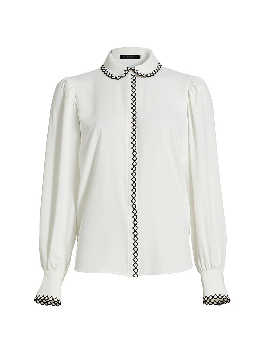 Women's The Roshan Puff Shoulder Blouse - Sky White - Size Medium