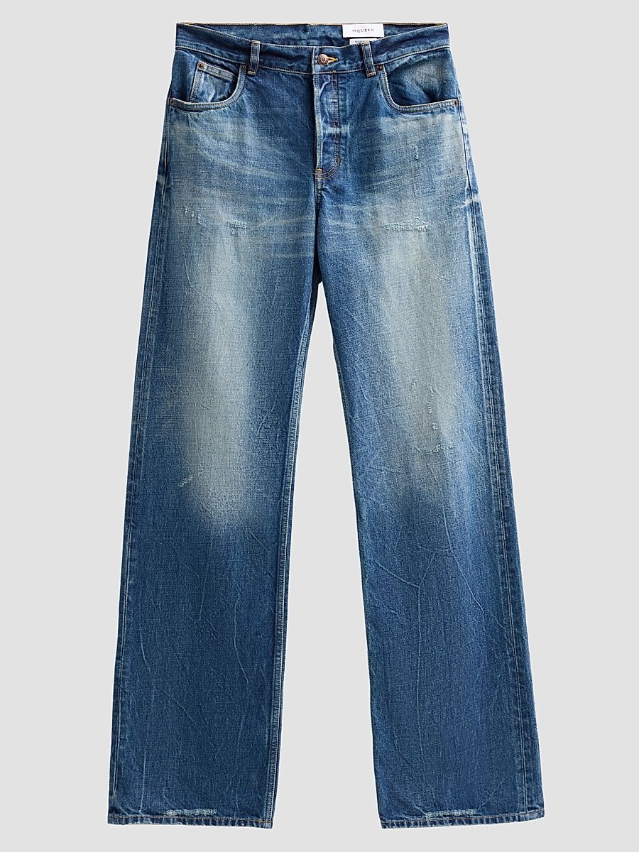 Men's Five-Pocket Relaxed-Fit Jeans - Blue Washed - Size 38