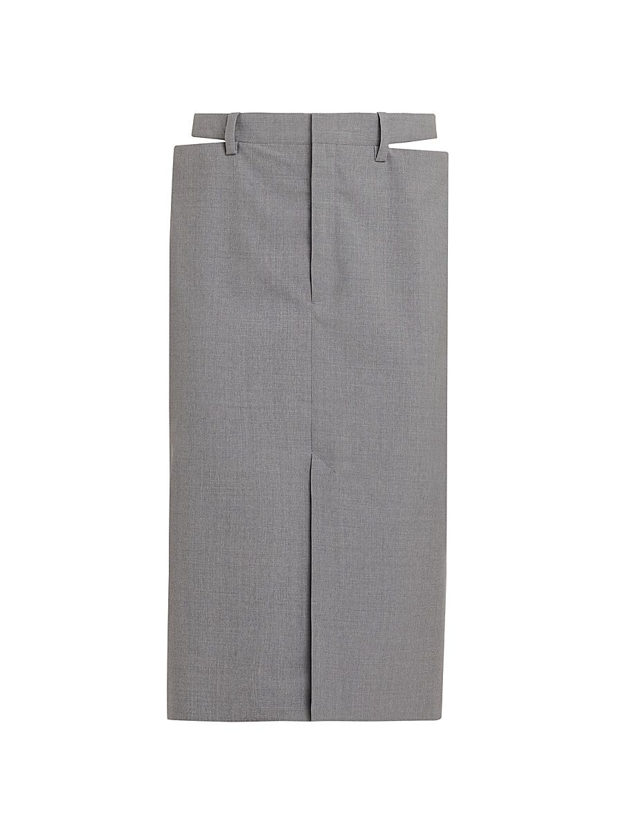 Women's Cut-Out Wool Pencil Skirt - Shadow - Size 14